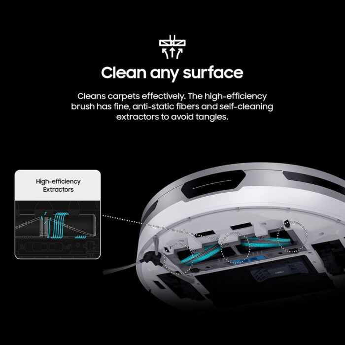 SAMSUNG Jet Bot+ Robot Vacuum Cleaner w/Clean Station, Automatic Emptying, Precision Cleaning, 5-Layer Filter, Intelligent Power Control for Hardwood Floors, Carpets, Area Rugs, VR30T85513W/AA, White - Image 7