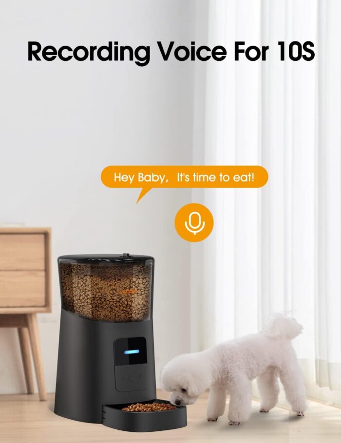 WOPET 6L Automatic Cat Food Dispenser,WiFi Automatic Cat Feeder with APP Control for Remote Feeding,Automatic Dog Feeder with Low Food Sensor and Voice Recorder,Up to 15 Meals per Day - Image 3