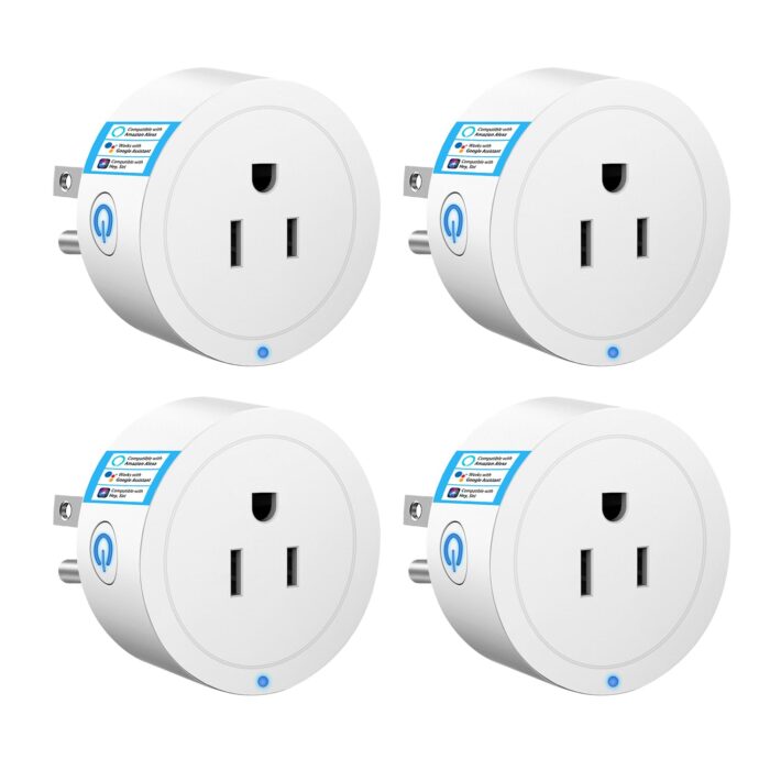 Smart Plug 4Pack, WiFi Plugs Compatible with Alexa & Google Assistant, Smart Outlet with Timer Schedule, WiFi Socket for Home, No Hub Required, FCC Certified, 2.4G WiFi Only