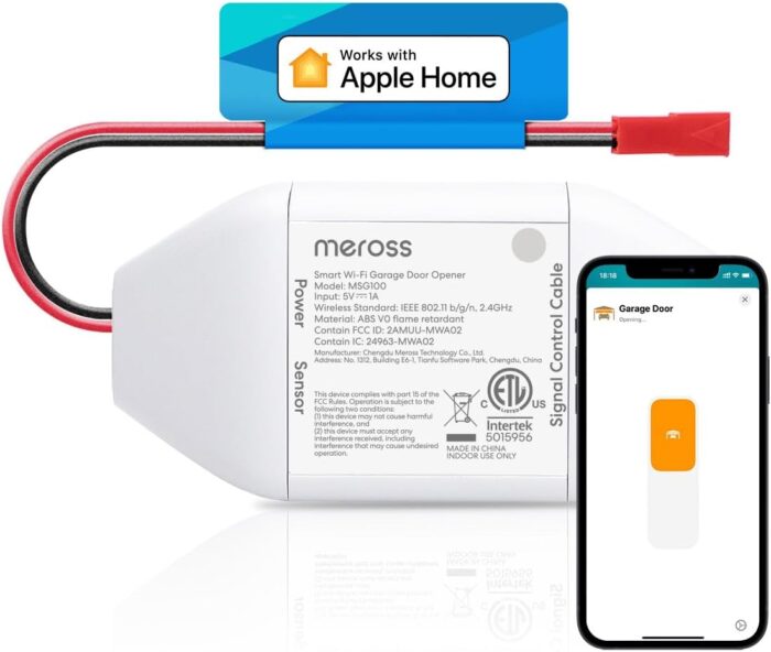 meross Smart Garage Door Opener Remote, Compatible with Apple HomeKit, Amazon Alexa, Google Assistant, Carplay and SmartThings, No Hub Needed