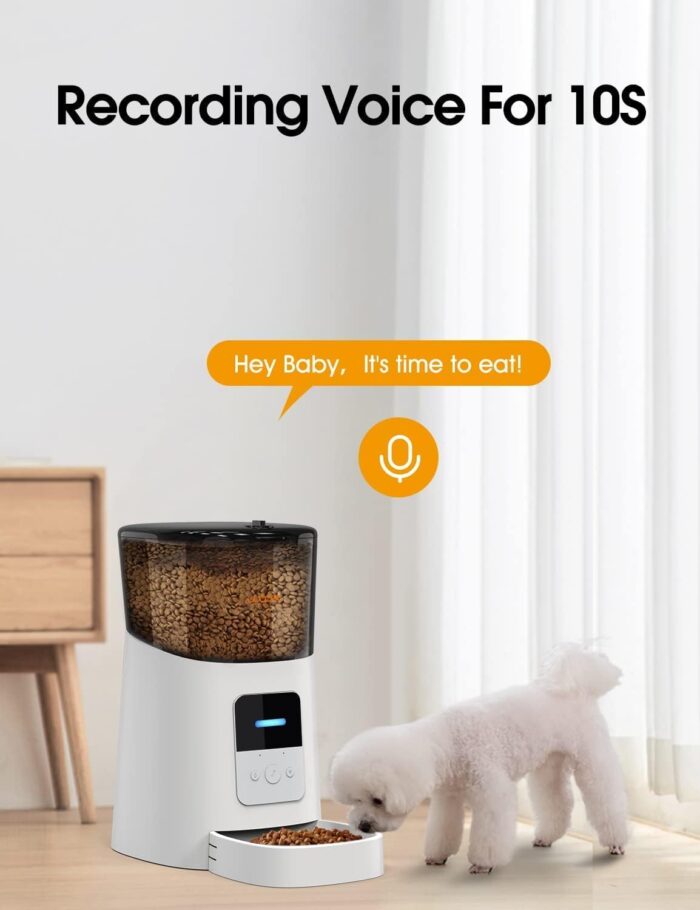WOPET 6L Automatic Cat Feeder, WiFi Automatic Dog Feeder with APP Control for Remote Feeding, Automatic Cat Food Dispenser with Low Food Sensor and Voice Recorder, Up to 15 Meals Per Day - Image 3