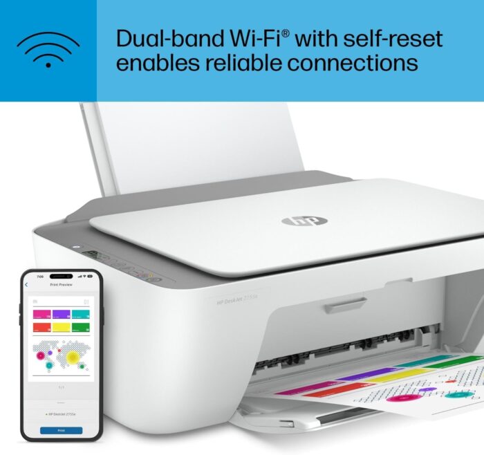 HP DeskJet 2755e Wireless Color inkjet-printer, Print, scan, copy, Easy setup, Mobile printing, Best-for home, 3 months of Instant Ink included,white - Image 10