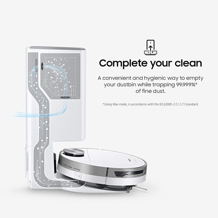 SAMSUNG Jet Bot+ Robot Vacuum Cleaner w/Clean Station, Automatic Emptying, Precision Cleaning, 5-Layer Filter, Intelligent Power Control for Hardwood Floors, Carpets, Area Rugs, VR30T85513W/AA, White - Image 2