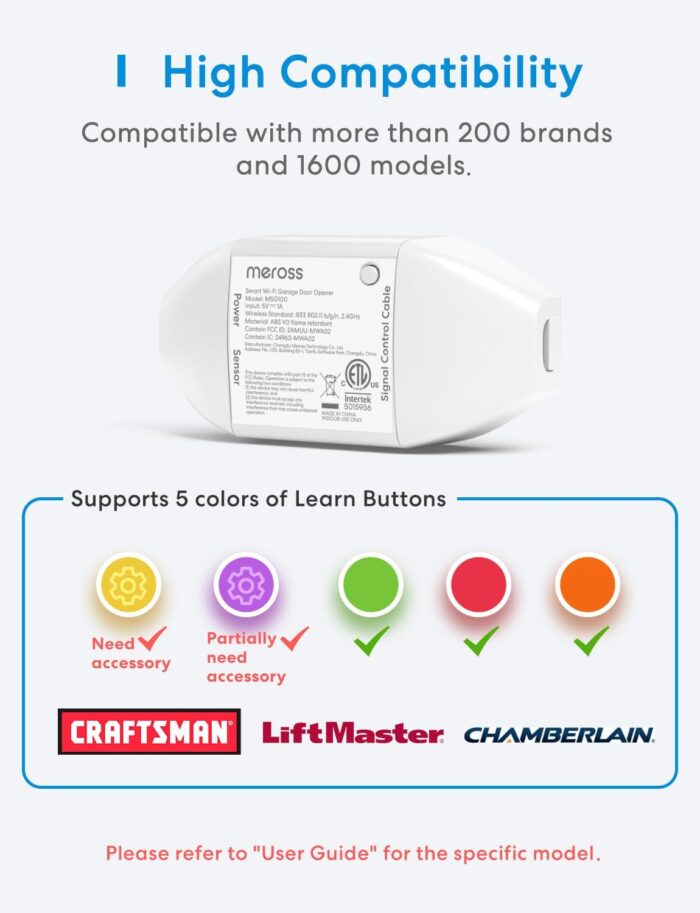 meross Smart Garage Door Opener Remote, Compatible with Apple HomeKit, Amazon Alexa, Google Assistant, Carplay and SmartThings, No Hub Needed - Image 6