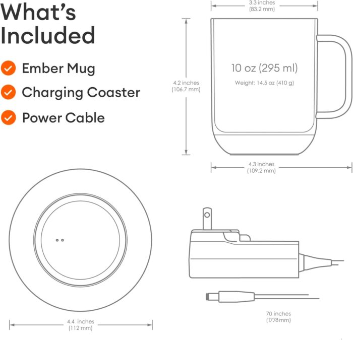 Ember Temperature Control Smart Mug 2, 10 Oz, App-Controlled Heated Coffee Mug with 80 Min Battery Life and Improved Design, Gold - Image 2