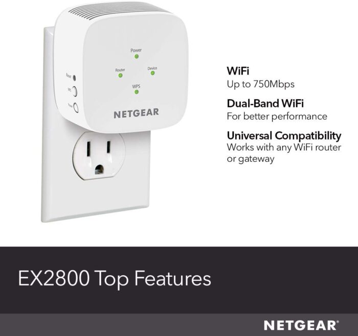 NETGEAR WiFi Range Extender EX2800 - Coverage up to 600 sq.ft. and 15 devices with AC750 Dual Band Wireless Signal Booster & Repeater (up to 750Mbps speed), and Compact Wall Plug Design - Image 6