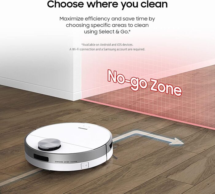 SAMSUNG Jet Bot+ Robot Vacuum Cleaner w/Clean Station, Automatic Emptying, Precision Cleaning, 5-Layer Filter, Intelligent Power Control for Hardwood Floors, Carpets, Area Rugs, VR30T85513W/AA, White - Image 6