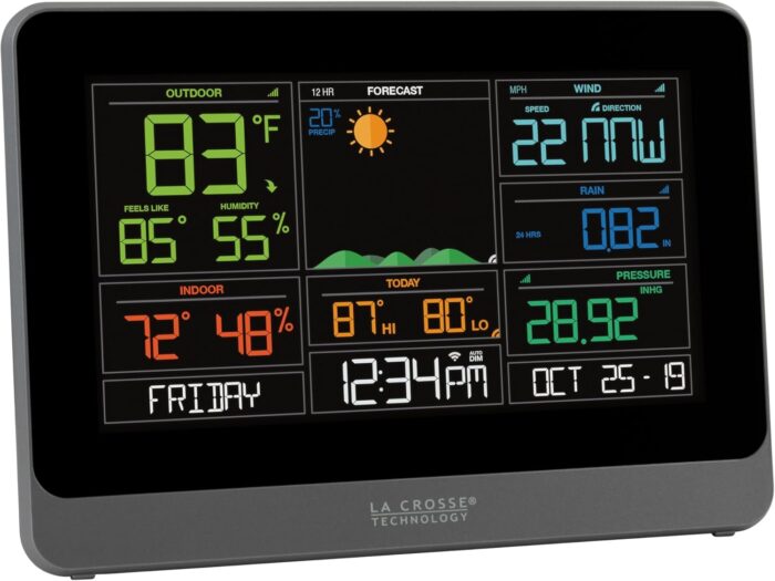 La Crosse Technology 328-10618-INT Wireless WiFi Professional Weather Center, Black - Image 6