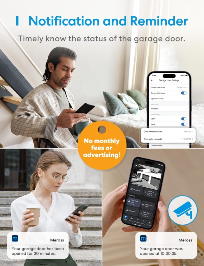 meross Smart Garage Door Opener Remote, Compatible with Apple HomeKit, Amazon Alexa, Google Assistant, Carplay and SmartThings, No Hub Needed - Image 5
