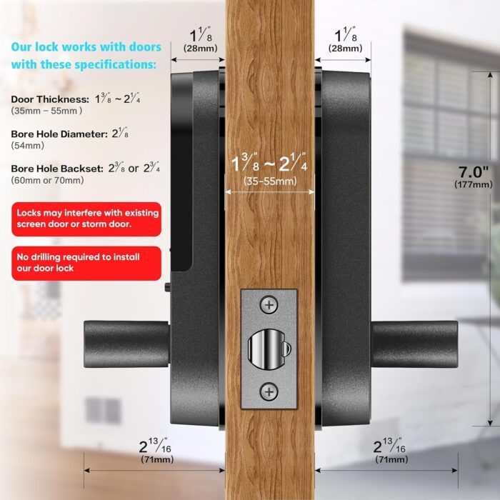 Keyless-Entry Fingerprint Smart Door Lock: Sifely Digital Electronic Lock with Code Passcode, Electric Door Knob, Biometric Handle, Perfect for Entry Doors, Bedroom Doors (Gray) - Image 6