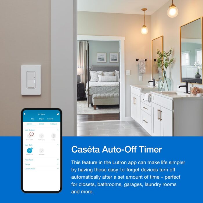 Lutron Caseta Smart Lighting Kit w/ Hub, 2 Original Dimmer Switches, 2 Pico Remotes, & More, for LED Bulbs, Works w/ Alexa, Apple Homekit, Google Home, 150W Single-Pole/3-Way, P-BDG-PKG2W-A - Image 12