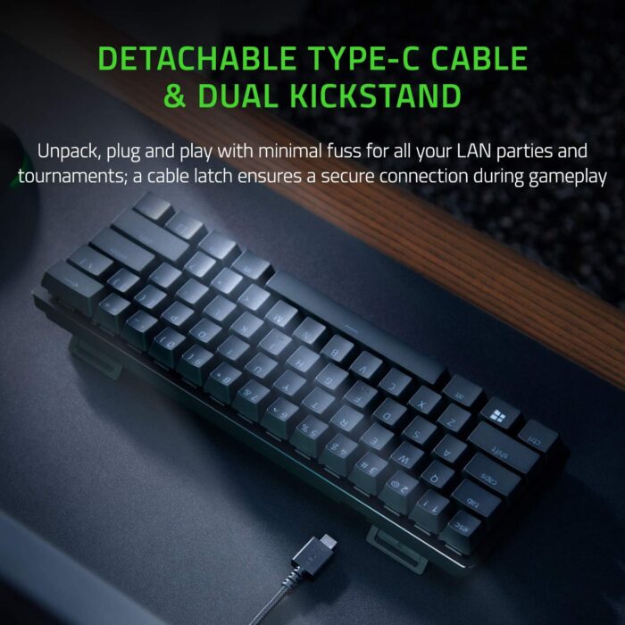 Razer Huntsman Mini 60% Gaming Keyboard: Fast Keyboard Switches - Clicky Optical Switches - Chroma RGB Lighting - PBT Keycaps - Onboard Memory - Snap Tap - Black - Image 4