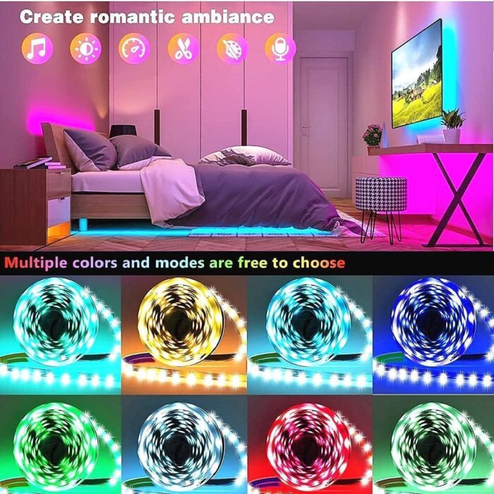 Tenmiro 50ft LED Strip Lights, RGB LED Smart Music Sync Color Changing LED Lights Strips with Remote LED Lights for Bedroom, Room, TV, Party - Image 5