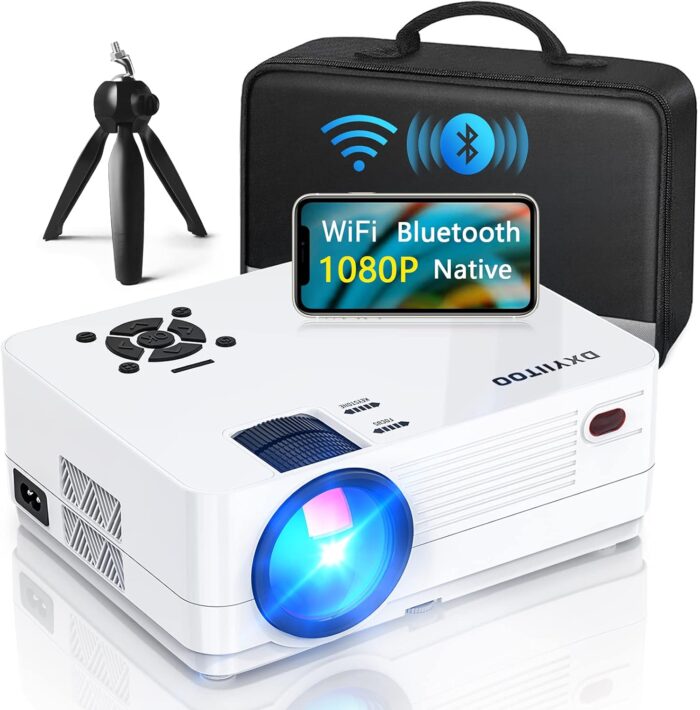 Native 1080P Projector with WiFi and Two-Way Bluetooth, Full HD Movie Projector for Outdoor Movies, 300" Display Projector 4k Home Theater, Compatible with iOS/Android/PC/XBox/PS4/TV Stick/HDMI/USB