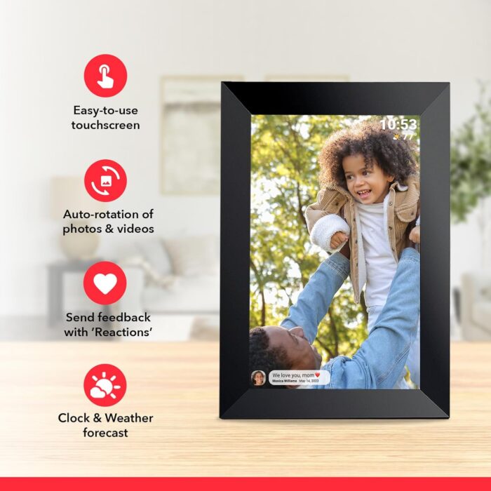 32GB FRAMEO 10.1 Inch Smart WiFi Digital Photo Frame 1280x800 IPS LCD Touch Screen, Auto-Rotate Portrait and Landscape, Built in 32GB Memory, Share Moments Instantly via Frameo App from Anywhere - Image 5