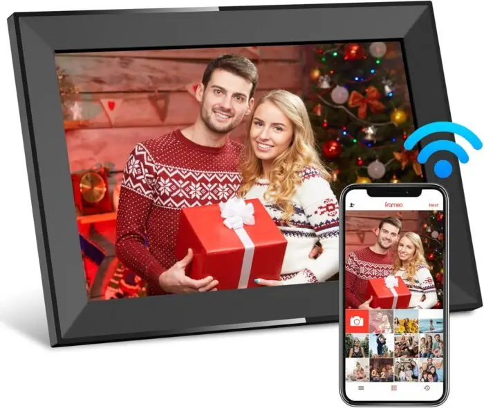 10.1 Inch Digital Picture Frame with 32GB Storage, Frameo WiFi Digital Photo Frame, 1280 * 800 IPS Touch Screen, Auto-Rotate Slideshow, Easy to Share Photo/Video via Free App