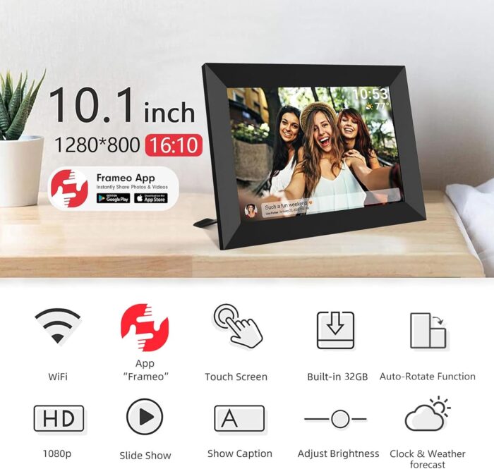 32GB FRAMEO 10.1 Inch Smart WiFi Digital Photo Frame 1280x800 IPS LCD Touch Screen, Auto-Rotate Portrait and Landscape, Built in 32GB Memory, Share Moments Instantly via Frameo App from Anywhere - Image 4