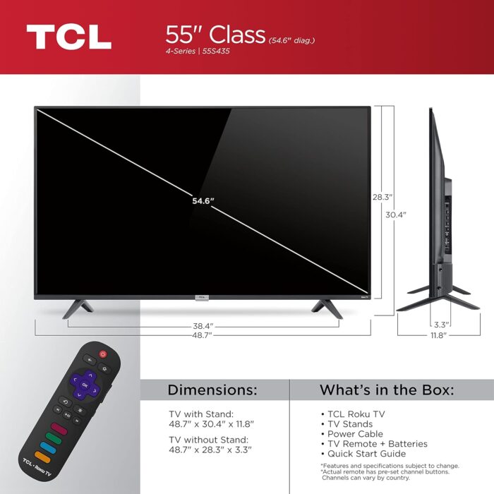 TCL 55" Class 4-Series 4K UHD HDR Smart Roku TV – 55S435, 2021 Model - Image 2