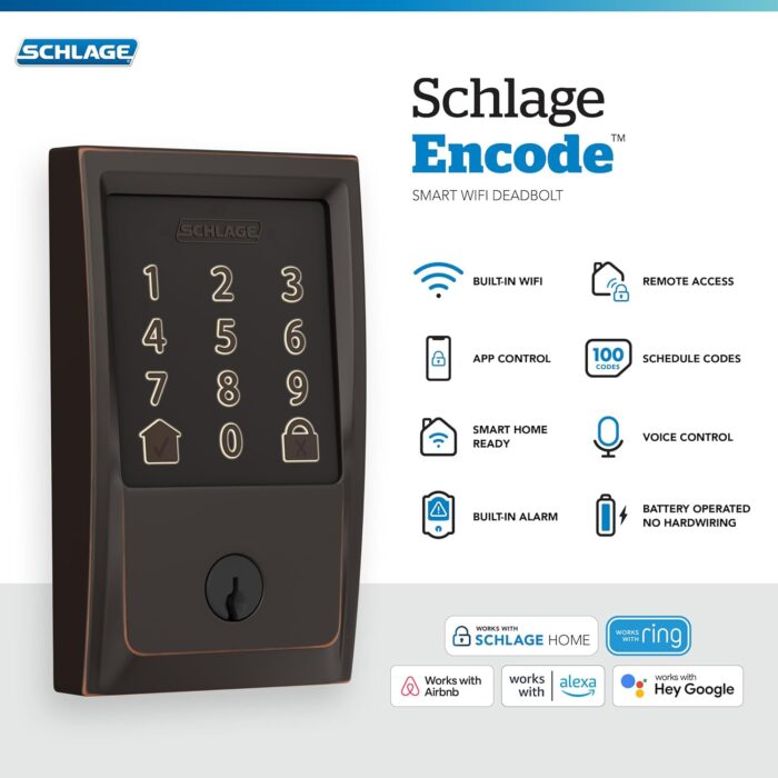 Schlage Encode Smart WiFi Deadbolt with Century Trim In Aged Bronze - Image 2