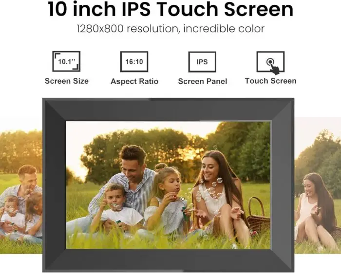 10.1 Inch Digital Picture Frame with 32GB Storage, Frameo WiFi Digital Photo Frame, 1280 * 800 IPS Touch Screen, Auto-Rotate Slideshow, Easy to Share Photo/Video via Free App - Image 2