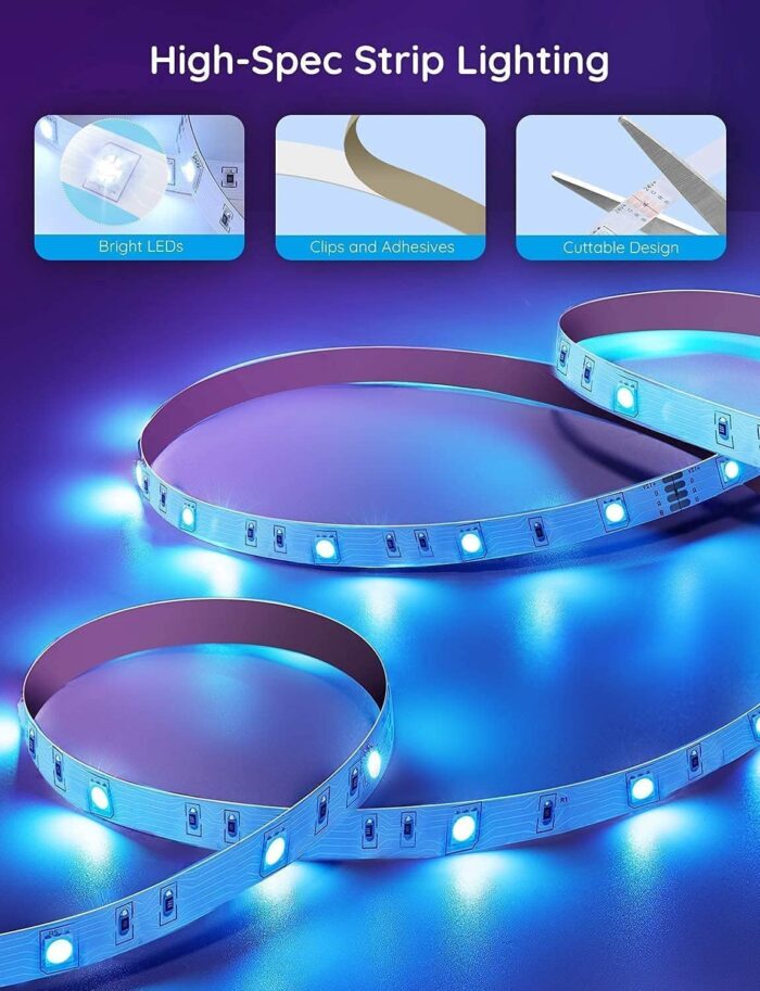 Govee 100ft LED Strip Lights, Bluetooth RGB Halloween LED Lights with App Control, 64 Scenes and Music Sync LED Strip Lighting for Bedroom, Living Room, Kitchen, Party, ETL Listed Adapter - Image 7