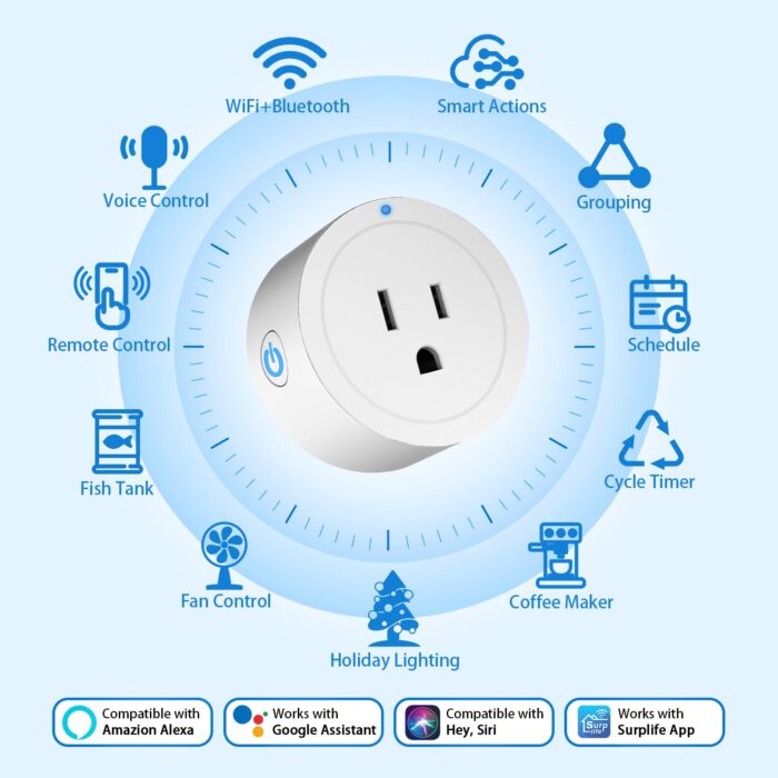 Smart Plug 4Pack, WiFi Plugs Compatible with Alexa & Google Assistant, Smart Outlet with Timer Schedule, WiFi Socket for Home, No Hub Required, FCC Certified, 2.4G WiFi Only - Image 2