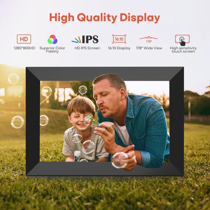 Frameo 10.1 Inch WiFi Digital Picture Frame, 1280x800 HD IPS Touch Screen Photo Frame Electronic, 32GB Memory, Auto-Rotate, Wall Mountable, Share Photos/Videos Instantly via Frameo App from Anywhere - Image 5