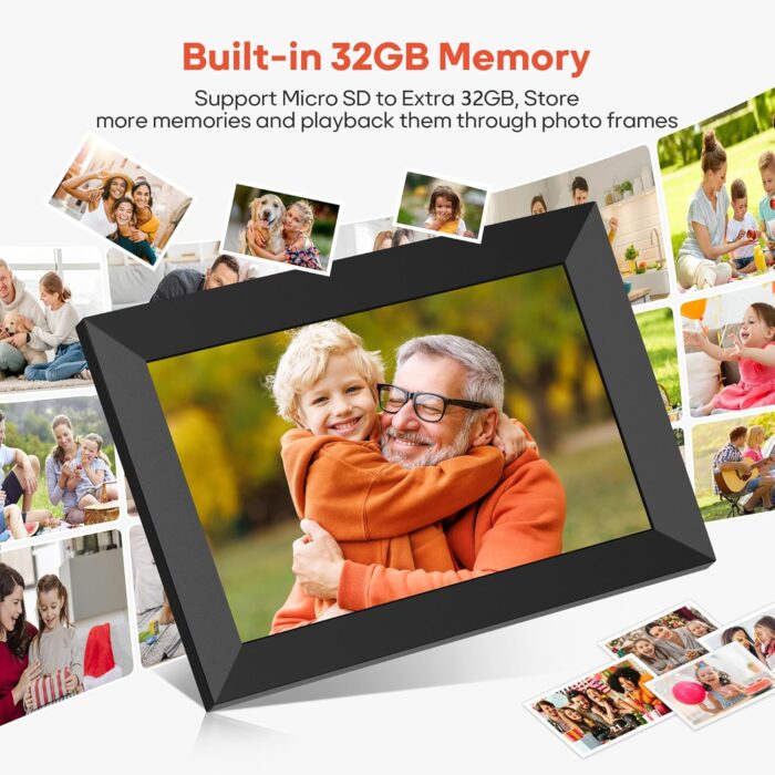 Frameo 10.1 Inch WiFi Digital Picture Frame, 1280x800 HD IPS Touch Screen Photo Frame Electronic, 32GB Memory, Auto-Rotate, Wall Mountable, Share Photos/Videos Instantly via Frameo App from Anywhere - Image 4