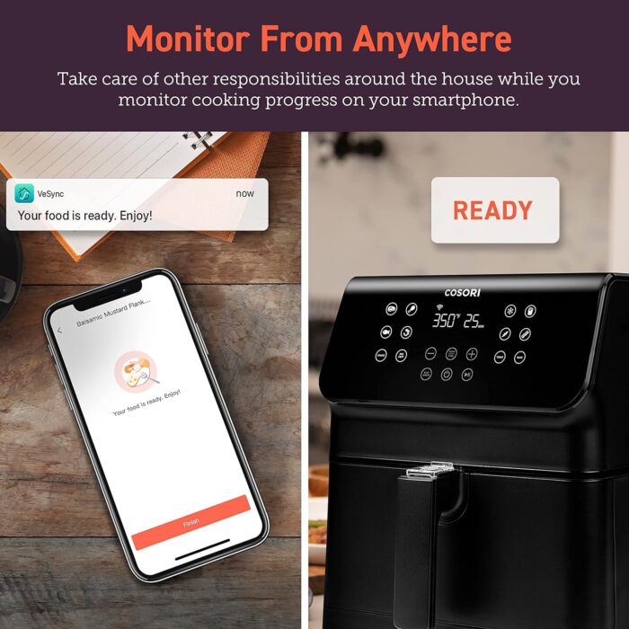 COSORI Air Fryer Pro Smart 5.8QT that Roast, Bake, 3-Way Control, 12-IN-1 Customizable Functions, Online Recipes, Detachable Basket, Works with Alexa & Google Assistant - Image 6