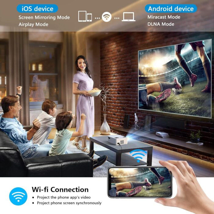 Native 1080P Projector with WiFi and Two-Way Bluetooth, Full HD Movie Projector for Outdoor Movies, 300" Display Projector 4k Home Theater, Compatible with iOS/Android/PC/XBox/PS4/TV Stick/HDMI/USB - Image 4