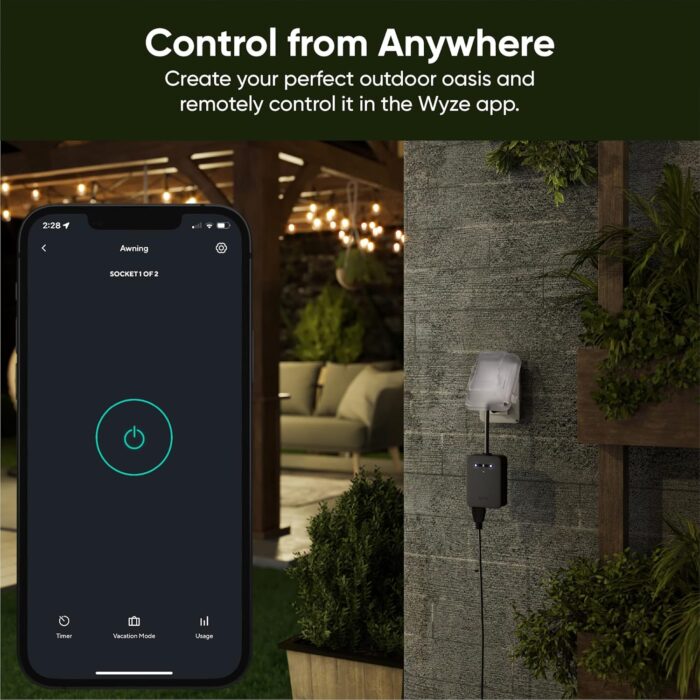 Wyze Plug Outdoor, Dual Outlets Energy Monitoring, IP64, 2.4GHz WiFi Smart Plug, Works with Alexa, Google Assistant, IFTTT, No Hub Required, Black – A Certified for Humans Device - Image 2