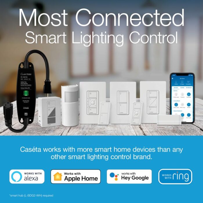 Lutron Caseta Smart Lighting Original Dimmer Switch, for Light Bulbs and Fans, Works w/ Alexa, Apple Homekit, Google Home (Hub Required), No Neutral Required, 150W 3-Way, PD-6WCL-LA, Light Almond - Image 3