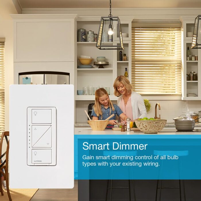 Lutron Caseta Smart Lighting Original Dimmer Switch, for Light Bulbs and Fans, Works w/ Alexa, Apple Homekit, Google Home (Hub Required), No Neutral Required, 150W 3-Way, PD-6WCL-LA, Light Almond - Image 7