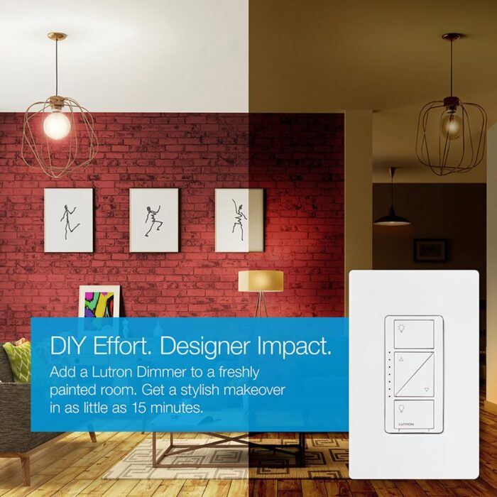 Lutron Caseta Smart Lighting Original Dimmer Switch, for Light Bulbs and Fans, Works w/ Alexa, Apple Homekit, Google Home (Hub Required), No Neutral Required, 150W 3-Way, PD-6WCL-LA, Light Almond - Image 8