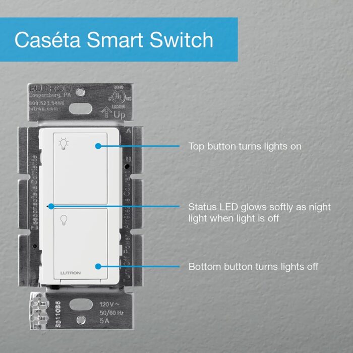 Lutron Caseta Smart Lighting Original Switch for Light Bulbs and Fans, Works w/ Alexa, Apple HomeKit, Google Home (Hub Required), 6A Single-Pole/3-Way, Neutral Required, PD-6ANS-BL, Black - Image 11