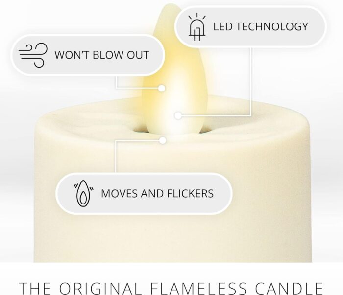 Luminara Flickering Flameless Pearl Ivory Tealights - Warm LED Light Flame Votives - Battery Operated Decor for Dining Room Table Centerpieces, Fireplace Mantel, Dinner Party, Reception - Set of 4 - Image 3