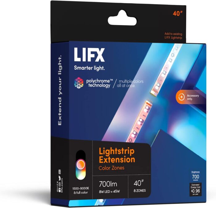 LIFX Lightstrip 40" Extension Only (no Controller or Supply Included), Wi-Fi Smart LED Light Strip, Full Color with Polychrome Technology™.