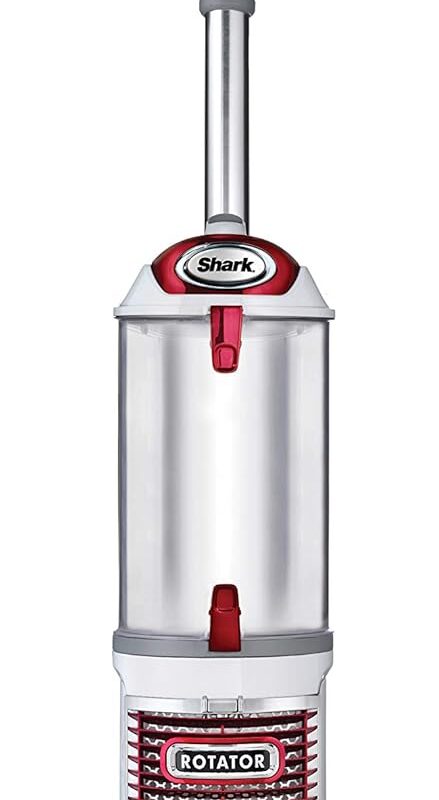 Shark NV501 Rotator Professional Lift-Away Upright Vacuum with HEPA Filter, Swivel Steering, LED Headlights, Wide Upholstery Tool, Dusting Brush & Crevice Tool, White/Red, 12, 18, 14.