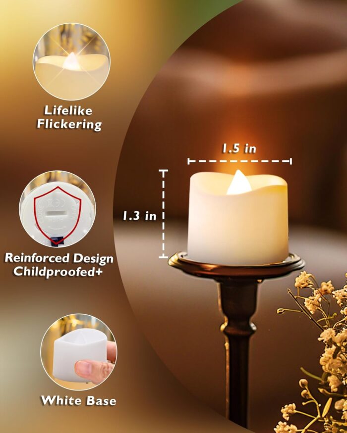 Homemory 12-Pack Flameless LED Tea Lights Candles Battery Operated, 200+Hour Fake Electric Candles TeaLights for Votive, Aniversary, Wedding Centerpiece Table Decor, Funeral, Halloween, Christmas - Image 2