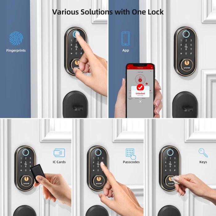 Smart Keyless Entry Door Lock - Fingerprint Electronic Deadbolt Touchscreen Keypad SMONET Biometric Digital Bluetooth Door Lock Smart Deadbolt Work with Alexa for Homes and Hotel - Image 3