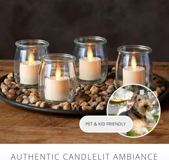 Luminara Flickering Flameless Pearl Ivory Tealights - Warm LED Light Flame Votives - Battery Operated Decor for Dining Room Table Centerpieces, Fireplace Mantel, Dinner Party, Reception - Set of 4 - Image 5