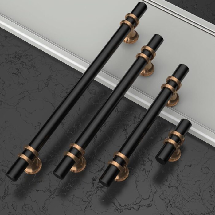 Asidrama 10 Pack Champagne Bronze and Matte Black Kitchen Cabinet Knobs Dresser Knobs Drawer Knobs Cabinet Hardware Zinc Knobs for Dresser Drawers - Image 5