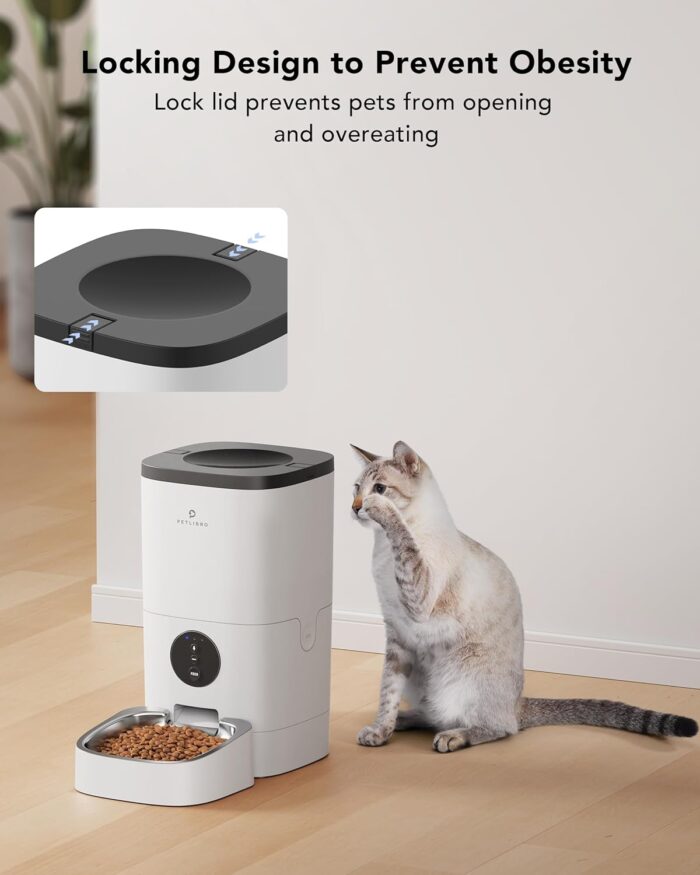 Petlibro Automatic Dog Feeder, 6L Dog Food Dispenser with Customize Feeding Schedule, 2.4G WiFi Pet Feeder with Timer Interactive Voice Recorder, Auto Dog Feeder for Cat Pet 1-4 Meals Dry Food - Image 4