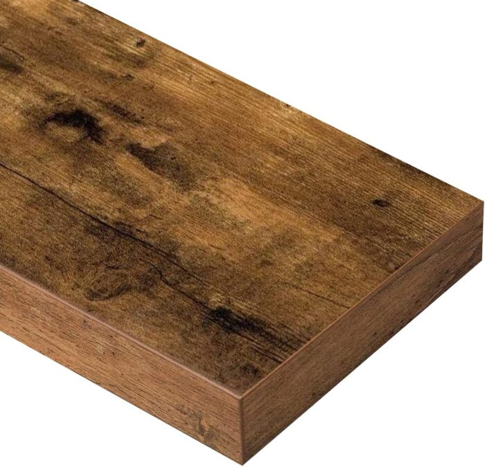 QEEIG Bathroom Floating Shelves for Wall Shelf Over Toilet Wall Mounted Farmhouse Small 16 inch Set of 2, Rustic Brown (008-40BN) - Image 7