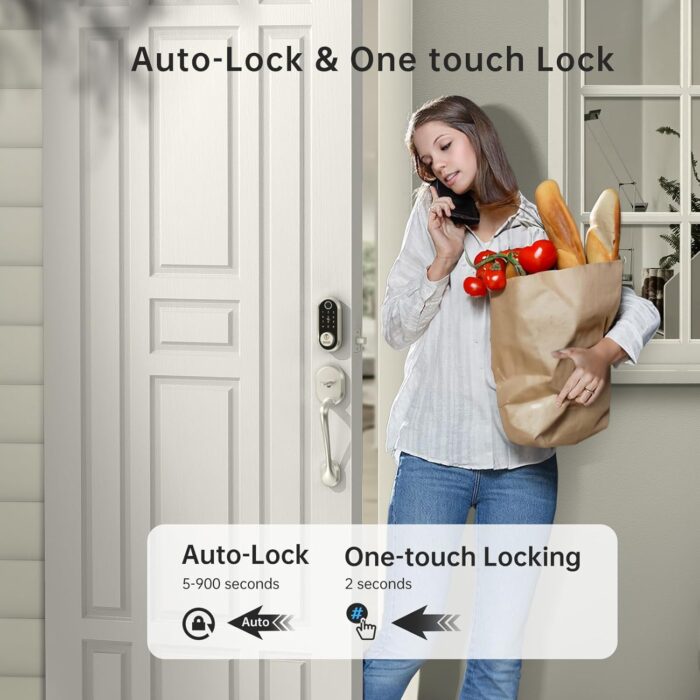 Smart Deadbolt, SMONET Fingerprint Electronic Deadbolt Door Lock with Keypad-Bluetooth Keyless Entry Keypad Smart Deadbolt App Control, Ekeys Sharing, App Monitoring Auto Lock for Homes and Hotel - Image 7