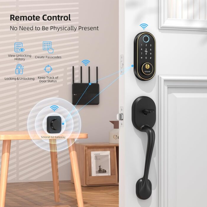 Smart Keyless Entry Door Lock - Fingerprint Electronic Deadbolt Touchscreen Keypad SMONET Biometric Digital Bluetooth Door Lock Smart Deadbolt Work with Alexa for Homes and Hotel - Image 7