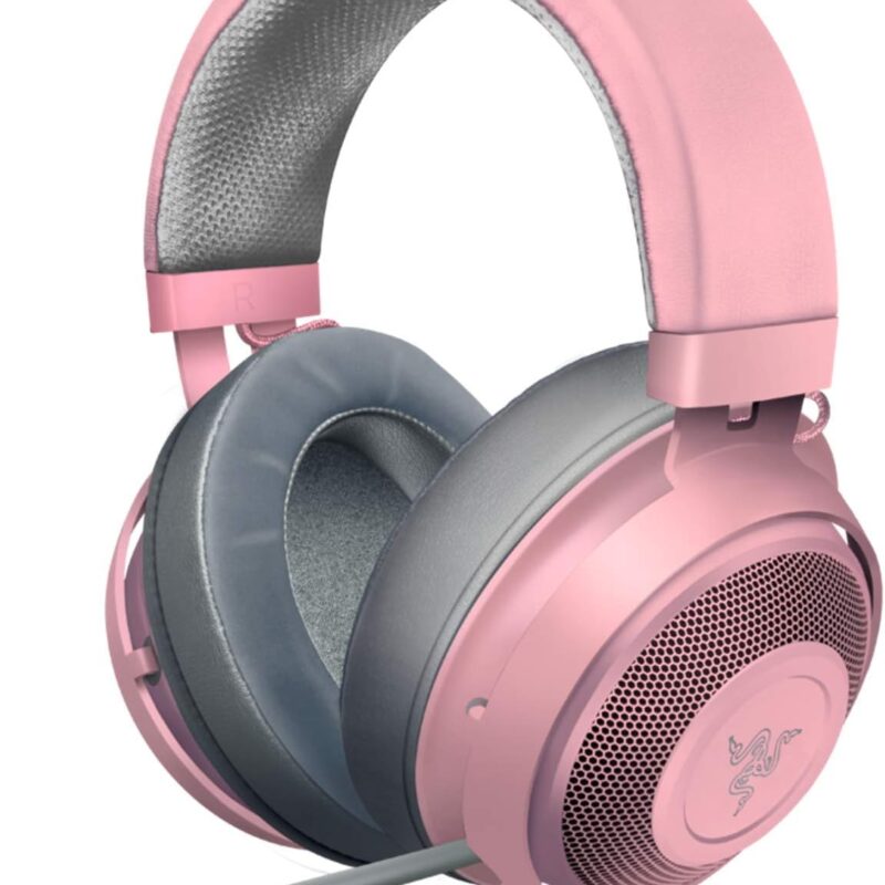 Razer Kraken Gaming Headset: Lightweight Aluminum Frame, Retractable Noise Isolating Microphone, For PC, PS4, PS5, Switch, Xbox One, Xbox Series X & S, Mobile, 3.5 mm Audio Jack - Quartz Pink