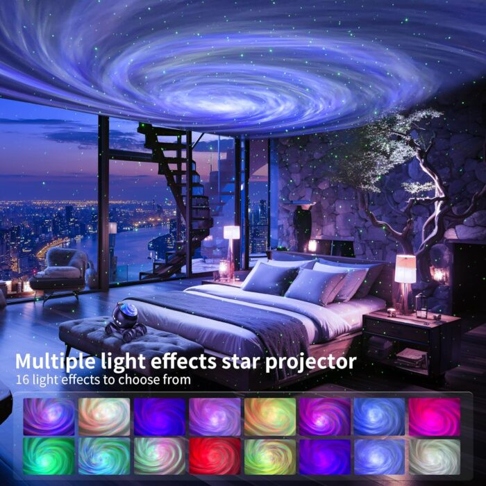 ENOKIK Galaxy Projector, Star Projector Built-in Bluetooth Speaker, Night Light Projector for Kids Adults, White Noise Aurora Projector for Home Decor/Relaxation/Party/Music/Gift (Black) - Image 2