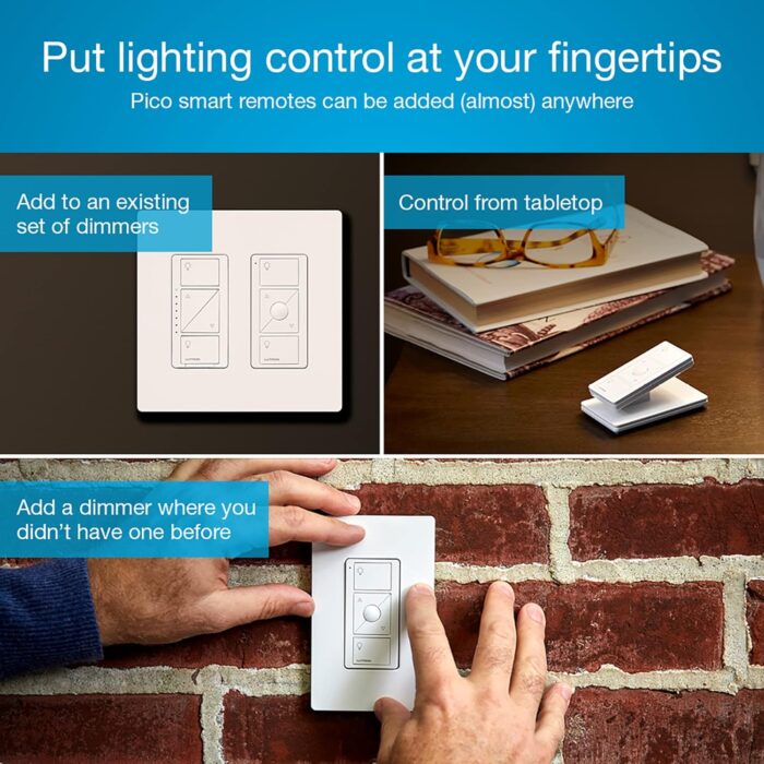 Lutron Caseta Smart Lighting Original Dimmer Switch Kit w/ Pico Remote and Bracket, for LED Lights, Works w/ Alexa, Apple Homekit, Google Home (Hub Required), 150W, No Neutral Required, P-PKG1WB-WH - Image 8