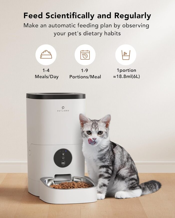 Petlibro Automatic Dog Feeder, 6L Dog Food Dispenser with Customize Feeding Schedule, 2.4G WiFi Pet Feeder with Timer Interactive Voice Recorder, Auto Dog Feeder for Cat Pet 1-4 Meals Dry Food - Image 2